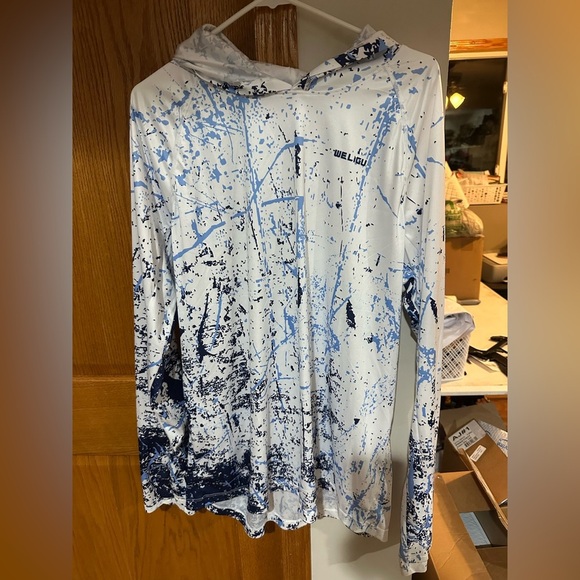 Blue and White Splatter Hoodie by - Picture 1 of 3
